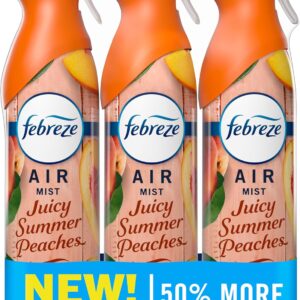 Febreze Air Mist, Air Freshener Spray, Odor Fighting Room Spray, Deodorizer for Home Bathroom Kitchen Office Apartment Dorm Room Classroom, Juicy Summer Peaches Scent, 8.1oz (Pack of 3)