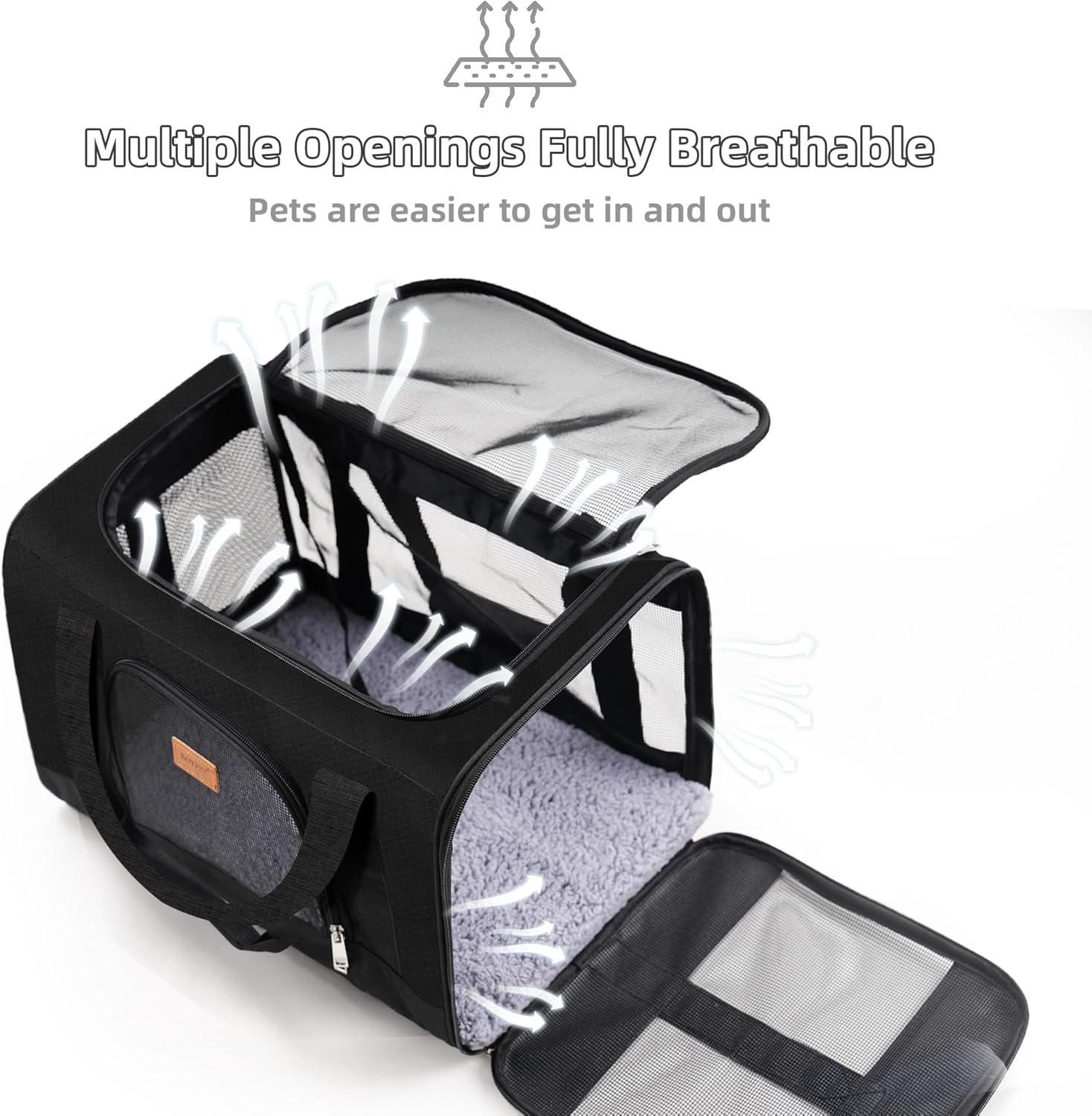 ROYPET Cat Carrier,Portable Pet Carrier Bag for Cats and Small Dogs,Foldable Soft-Sided and Scratch-Proof mesh Cat Bag Pet Carriers,Airline Approved Pet Carrier,Pet Travel Carrier Up to 15 Lbs,Black - Image 7