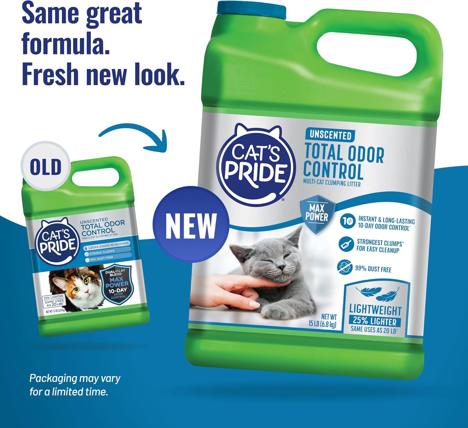 Cat's Pride Max Power: Total Odor Control - Up to 10 Days of Powerful Odor Control - Strong Clumping - Hypoallergenic - 99% Dust Free - Multi-Cat Litter, Unscented, 15 Pounds - Image 2