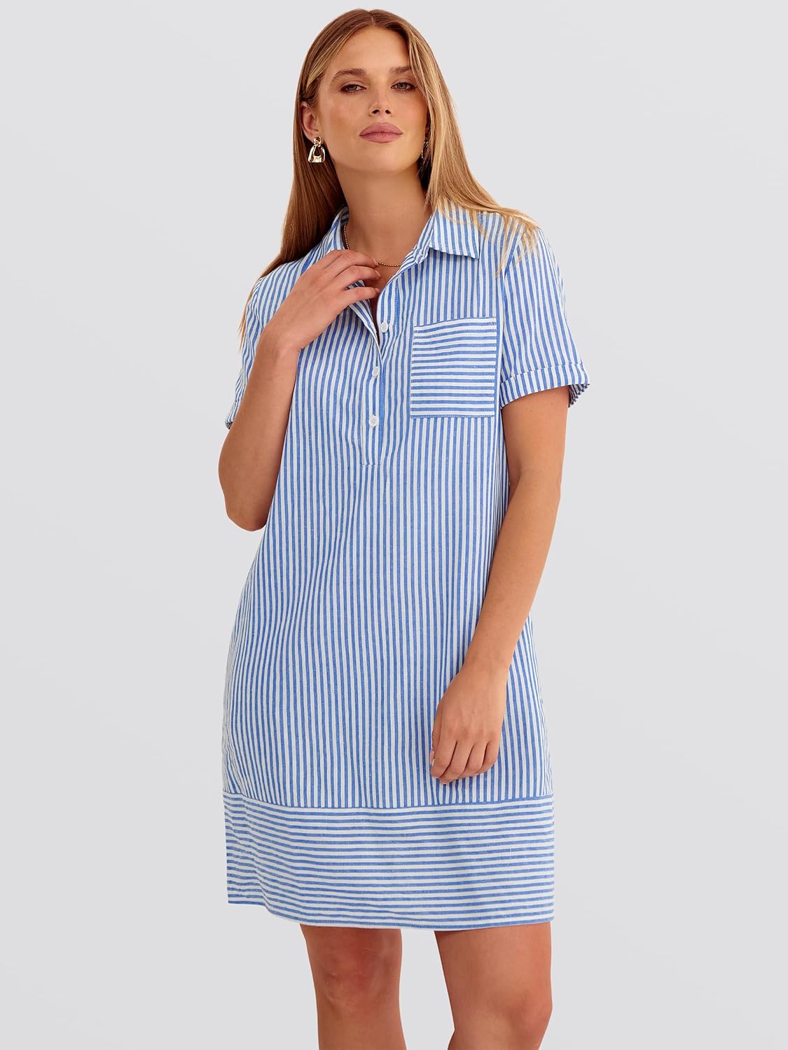 ANRABESS Womens Summer Shirt Dresses Casual Short Sleeve Button Tshirt Shift Short Polo Dress 2026 Beach Vacation Clothes - Image 3