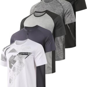 RPOVIG Men’s 5 Pack Workout Gym T-Shirts Running Athletic T Shirts Hipster Short Shirt Men Clothes Wicking Shirts