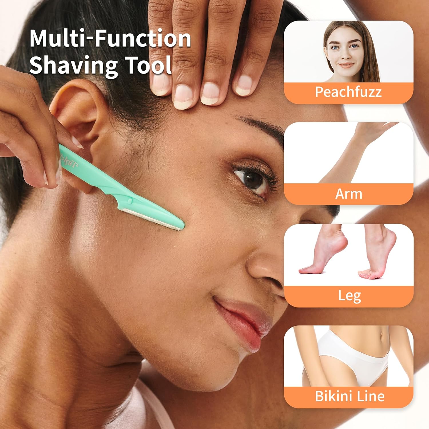 Tinkle Dermaplaning Tool 6ct, Dermaplane Razor for Women, Safe and Easy Peach Fuzz Remover, Eyebrow Trimmer with Protective Cover, Stocking Stuffers - Image 5