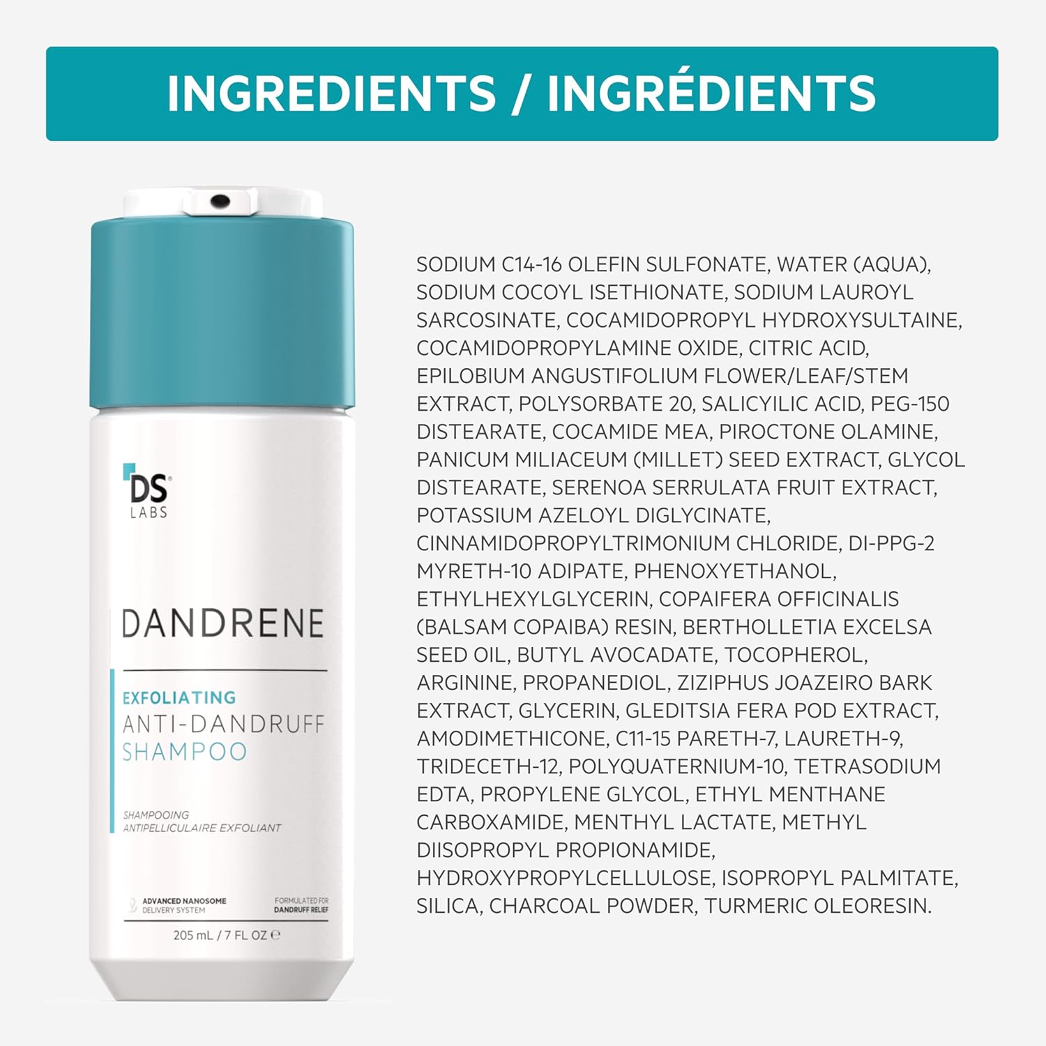 DS Labs Dandrene Dandruff Shampoo & Conditioner Kit, 205mL- for Itchy, Flaky Scalp, Exfoliating Shampoo, Moisturizing Conditioner, Supports Scalp Health & Oil Control - Image 8