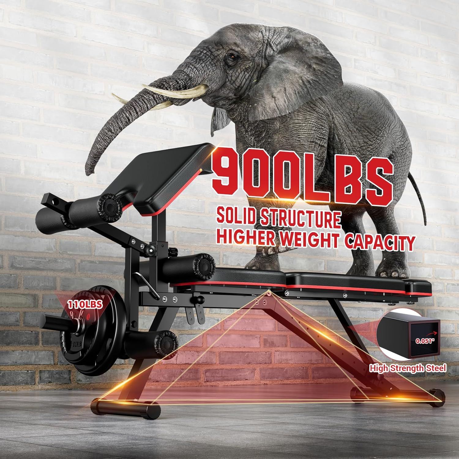 XDDIAS Workout Bench, Adjustable Weight Bench with Leg Extension and Leg Curl, Extended Headrest, 900LBS Preacher Curl Bench Incline Decline Flat Workout Bench for Home Gym Full Body Exercise - Image 3