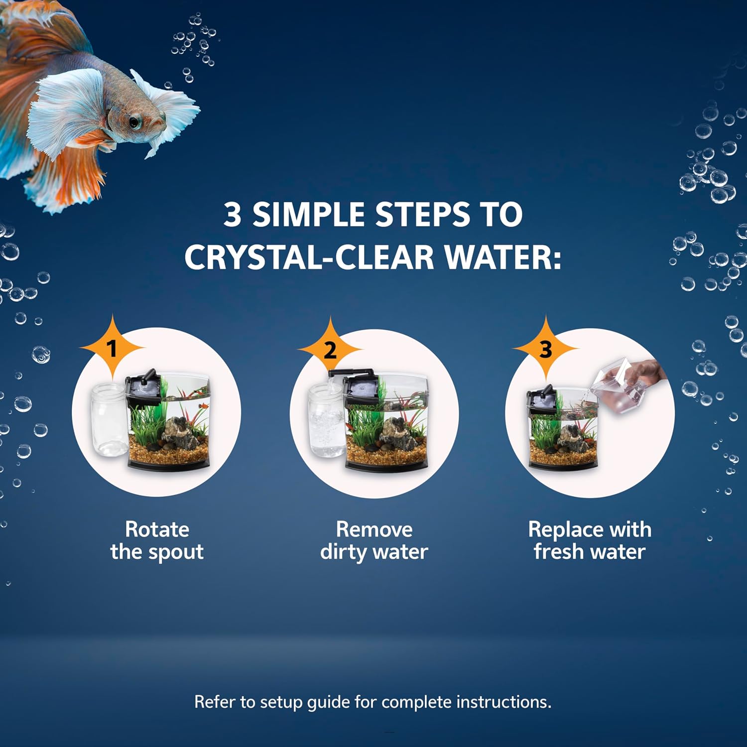 Aqueon LED MiniBow Small Aquarium Fish Tank Kit with SmartClean Technology, Black, 5 Gallon - Image 7