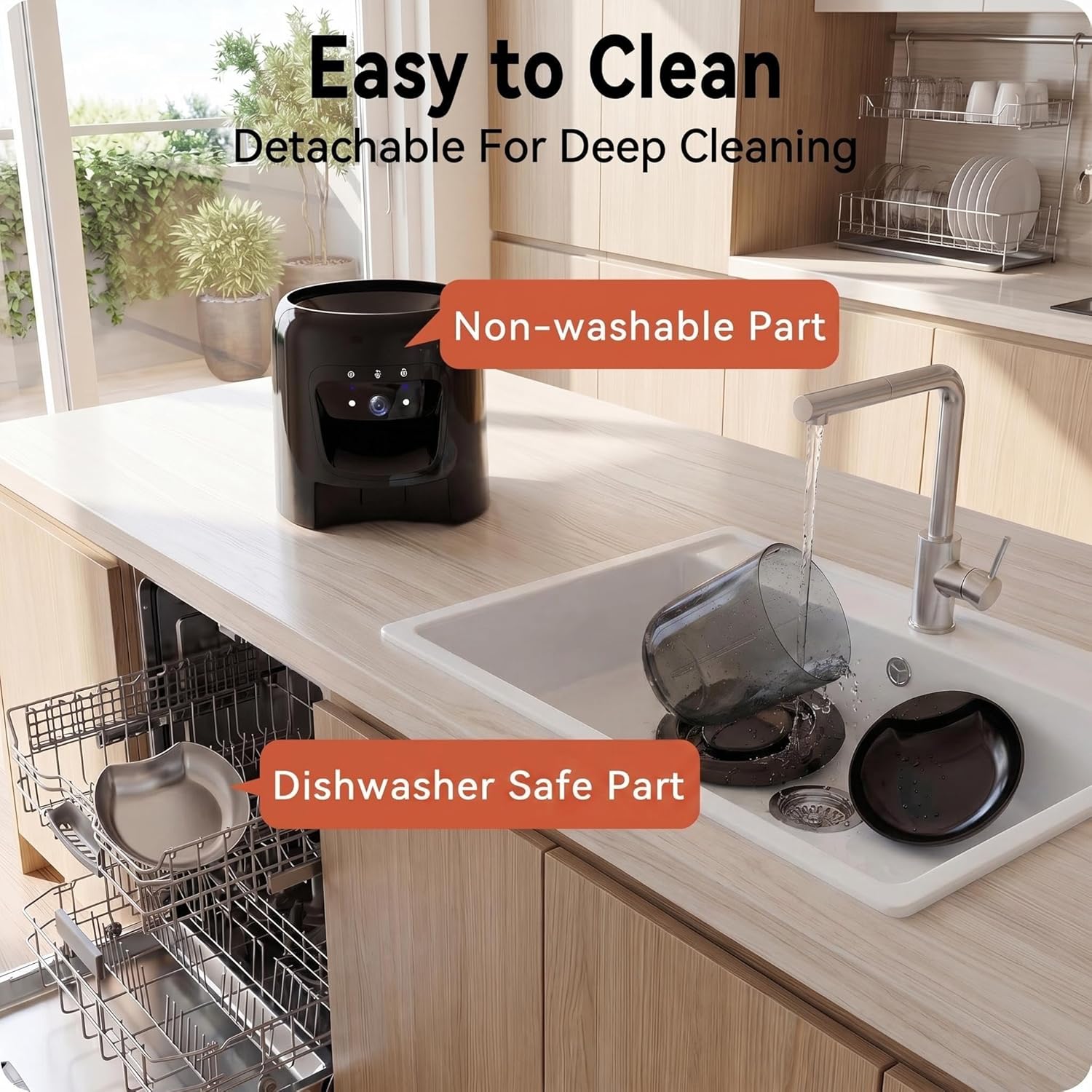Automatic Cat Feeder with 2K HD Camera: 5G WiFi Automatic Dog Feeder with Night Vision, Auto Cat Food Dispenser with 6L Large Food Storage for Multiple Pet, Detachable for Easy Clean -24 Cup - Image 7