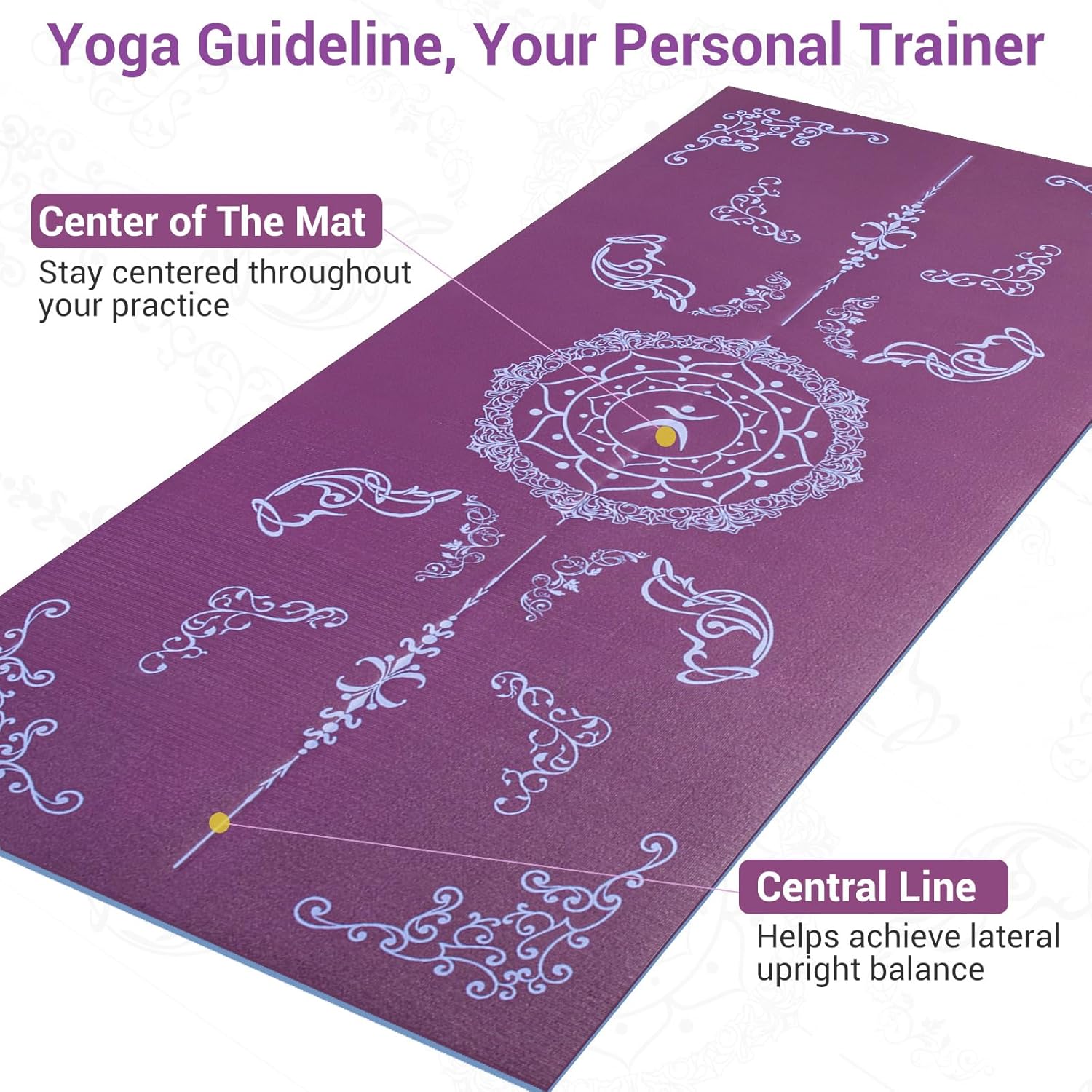 Avoalre Folding Yoga Mat, 72"x 32"x 0.24" Extra Wide Non-Slip Exercise Fitness Yoga Mats, Eco-Friendly High Density 6mm Thick Print Pilates Mat with Carrying Bag for Women Men Home Workout - Image 8