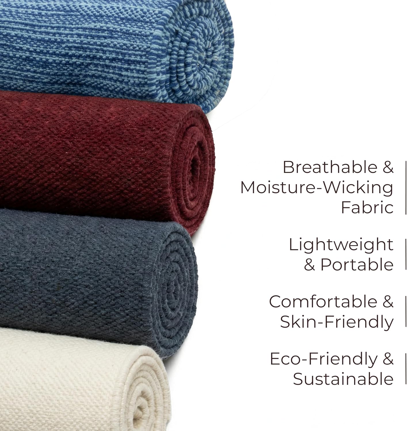 Live Well 360 Handmade Organic Cotton Yoga Mat - Non-Toxic, Chemical-free and All Natural Cloth Yoga Mat - Exercise, Workout, & Fitness Rug - Woven Material - Absorbent & Washable - 78" x 27" - Image 3