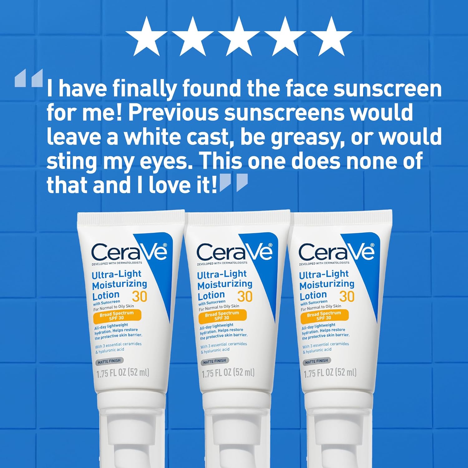 CeraVe Ultra-Light Moisturizing Lotion With SPF 30, Daily Face Moisturizer with SPF, Formulated with Hyaluronic Acid & Ceramides, Broad Spectrum SPF, Oil Free, Matte Finish, 1.7 Ounce - Image 5