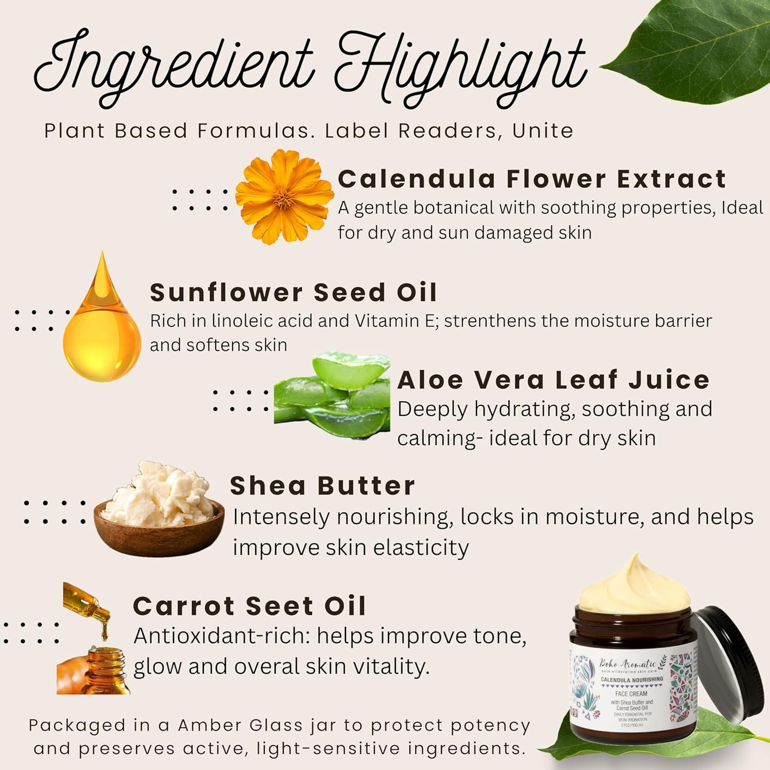 Calendula Nourishing Face Cream for Dry Skin, Natural & Organic Facial Cream, Hydrating and Moisturizing skin care product, Vegan Face Cream, calendula face cream, Facial Moisturizer - Image 5
