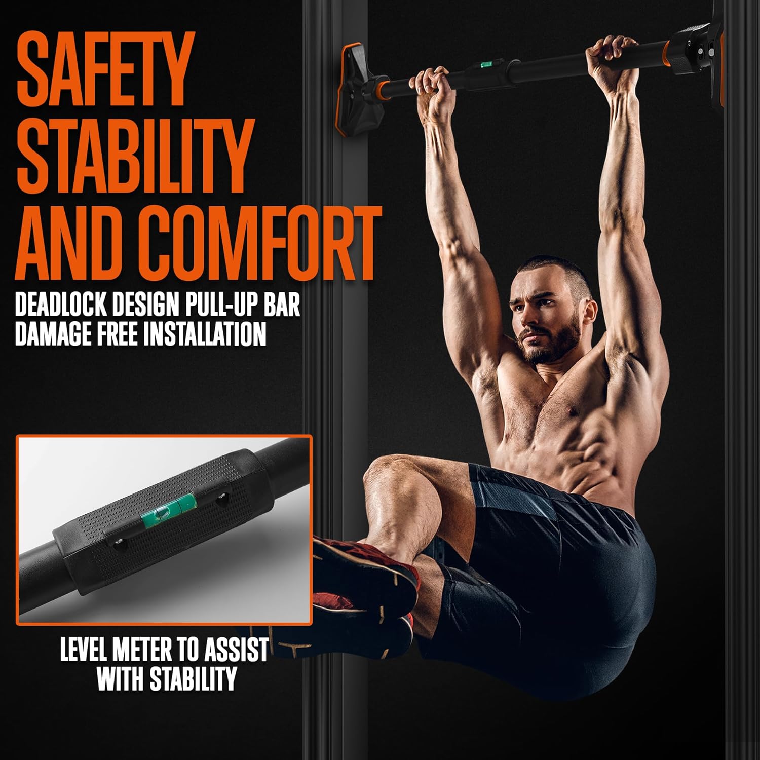 SQUATZ Adjustable Pull-Up Bar - Strength Training Exercise Equipment with Automatic Locking, Adjustable Width 29 to 45 inches, Upper Body Workout Bar for Men and Women Home Gym Exercise - Image 5