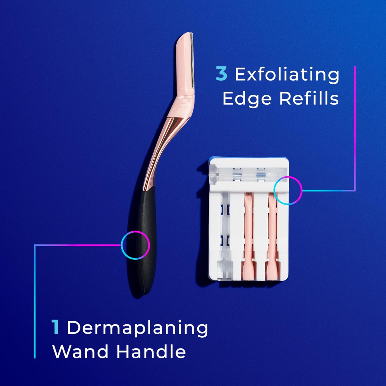 Schick Hydro Silk Dermaplaning Wand, Dermaplaning Tool for Face | Dermaplane Razor for Women Face, Eyebrow Razor, Peach Fuzz Remover, Includes 1 Weighted Metal Handle with 3 Refill Blades - Image 8