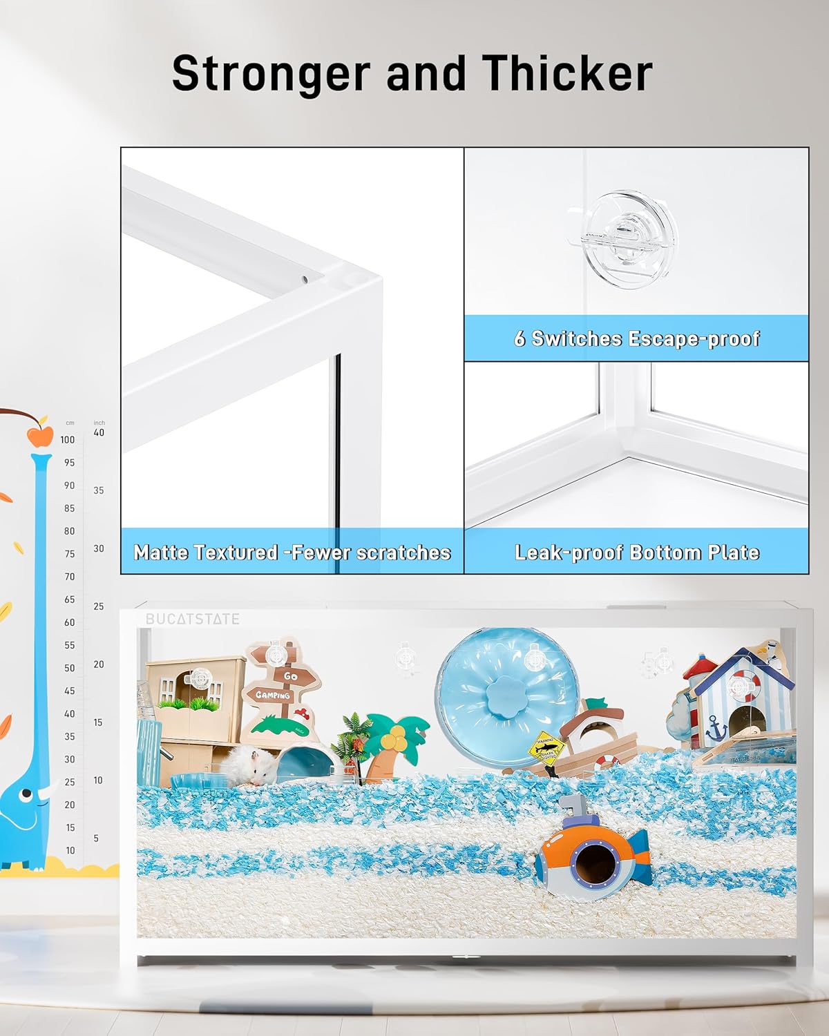 BUCATSTATE Hamster Cage 3.0: Metal Large Rat Cage Stackable with Top Access Easy Assemble 47L x 23.6W x 25.5H Inches Dwarf Syrian Hamster Tank for Gerbil Mouse (7.8 ft², White) - Image 7