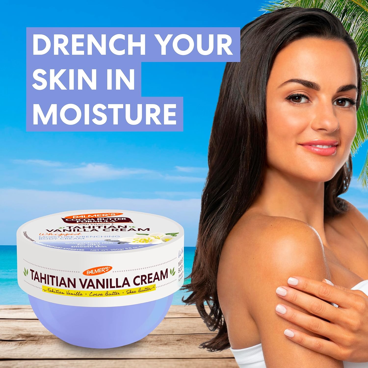 Palmer's Cocoa Butter Formula Body Cream, Moisture Drenching Tahitian Vanilla, 8.8 Oz, 72Hr Hydration with Shea Butter & Vitamin E for Softer Skin, Protects & Soothes Dryness, Dermatologist Approved - Image 3