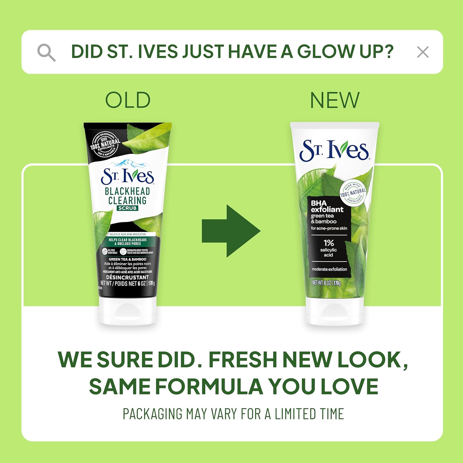St. Ives Blackhead Clearing Face Scrub, Clears Blackheads & Unclogs Pores, Green Tea & Bamboo, Salicylic Acid Acne Treatment Facial Scrub, Moderate Exfoliator Skin Care with Natural Exfoliants 6 oz - Image 3