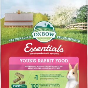 Oxbow Essentials Rabbit Food, Young Rabbit, Made with Oxbow Timothy, Pet Food Pellets for Bunnies, Small Animal Pet Products, Made in USA, High Fiber Bunny Supplies, 10 lb. bag