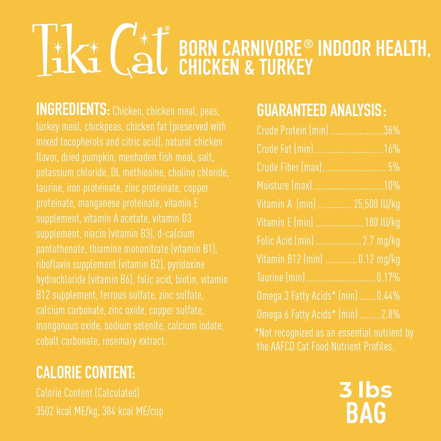 Tiki Cat Born Carnivore Indoor Health Non-GMO, Chicken and Turkey Meal Recipe 3 lbs. - Image 4