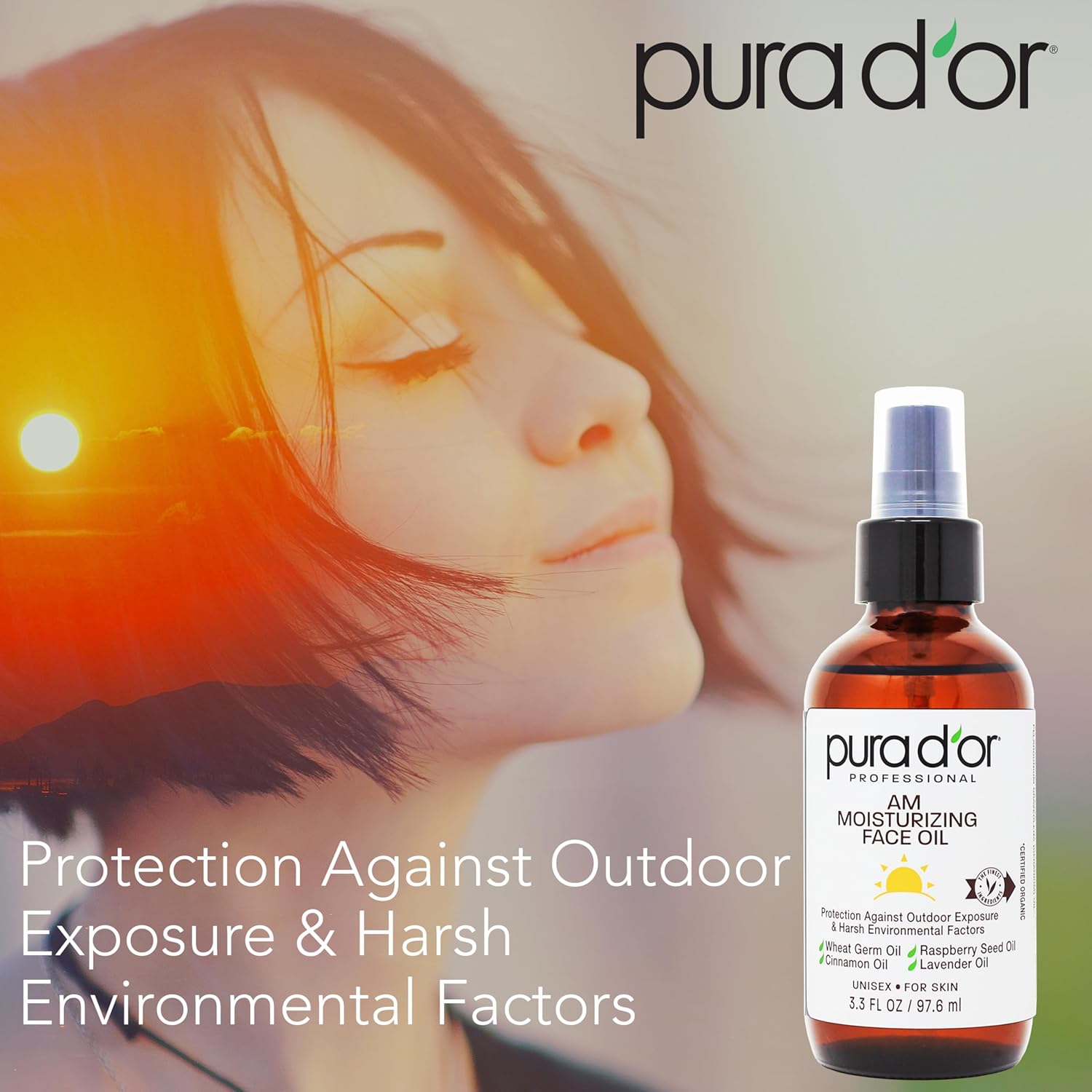PURA D'OR 3.3 Oz ORGANIC AM Moisturizing Face Oil - Morning Glow Hydrating Skincare -Lightweight Moisturizer for Glowing Skin - All Natural, Vegan, Paraben-Free - Women & Men - Image 4