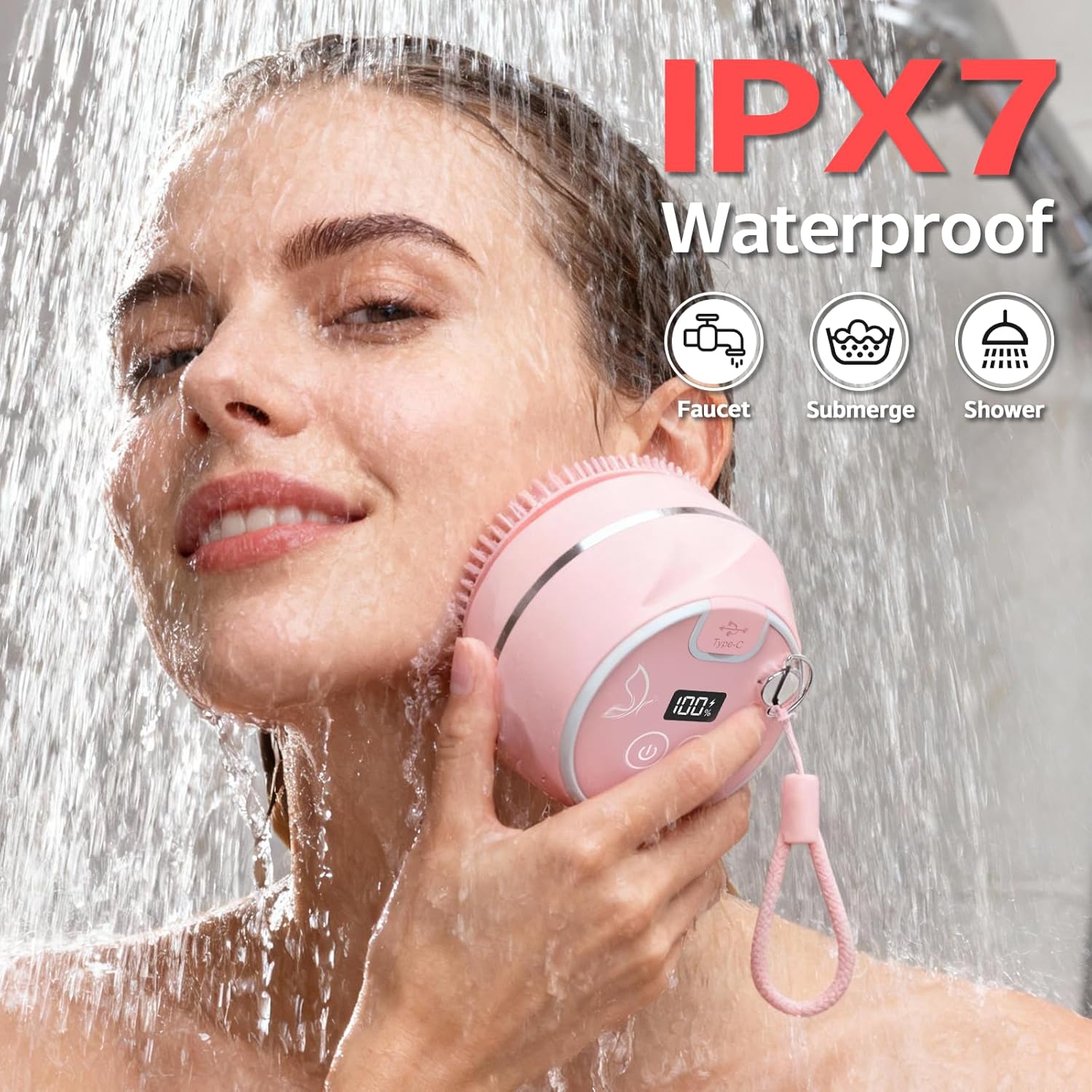 Face Cleansing Brush, Waterproof Silicone Facial Cleansing Brush, 6 Modes, 3 Light Effect, Rechargeable Electric Exfoliator Deep-Clean Scrubber for Women and Men - Image 6