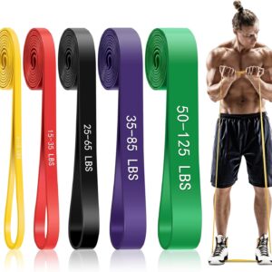 Pull Up Assistance Bands, 5-Level Resistance Bands for Working Out, Pull Up Bands for Men & Women, Exercise Bands for Full-Body Training, Fitness, Physical Therapy, Stretch Workout Bands at Home, Gym