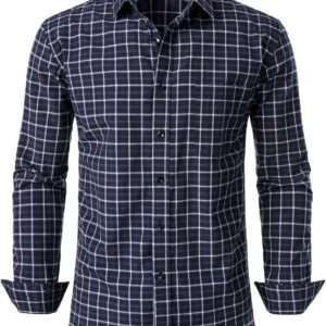 JEMITOP Men’s Transitional Weather Slim Fit Long Sleeve Button Down Shirt Business Casual Dress Shirts with Pocket