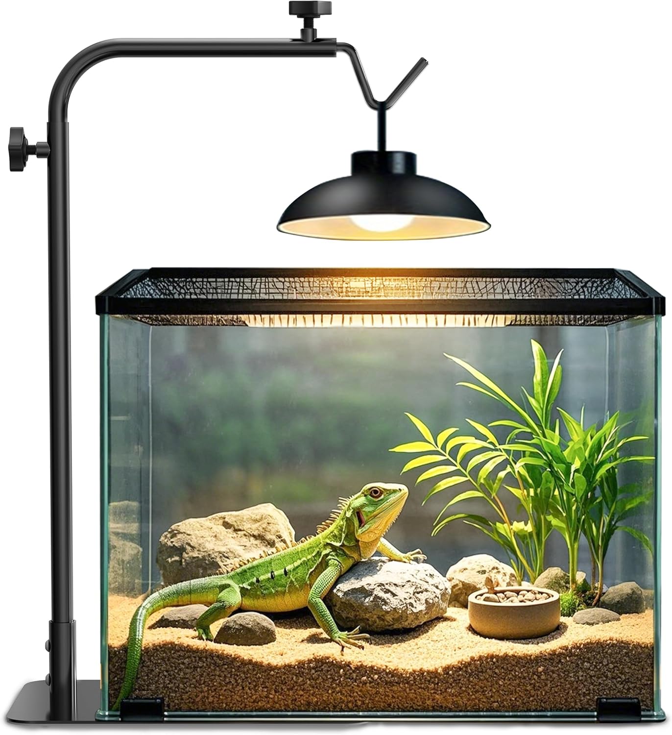 Reptile Heat Lamp Stand Adjustable 18"-32": Light Holder Fixture with Heavy Base for Bearded Dragon, Turtle, Snake, Lizard – Terrarium Heating Dome Lamps for Tank or Aquarium Use - Image 9
