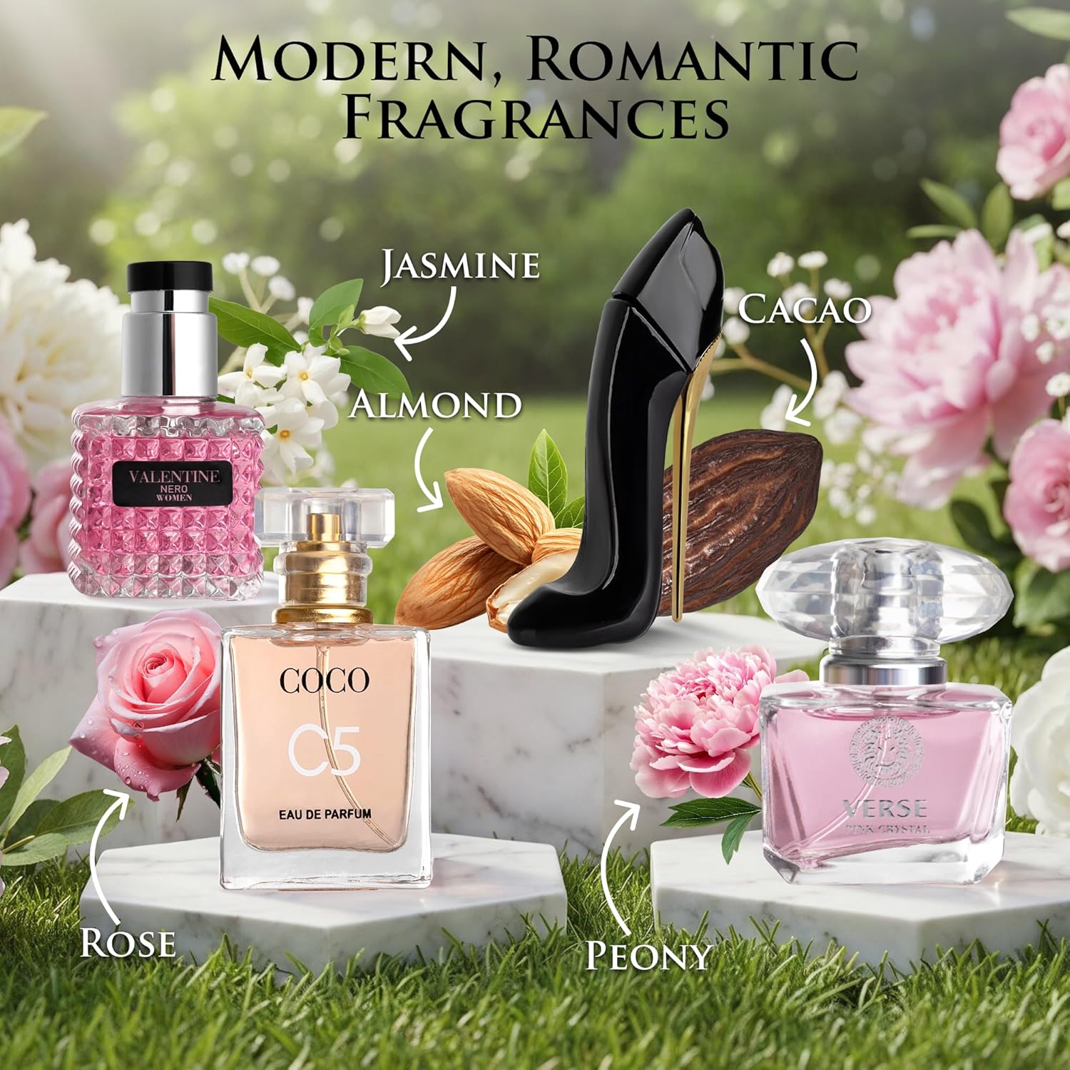 Essential 4 PC Mini Perfume Set, Birthday Gift Set for Women, Eau De Parfum 30ml Each, Vanilla Perfume & Floral Fragrance, Long-Lasting Travel Size, C5, Verse Pink Crystal, Nice Girl & Valentine - Image 2
