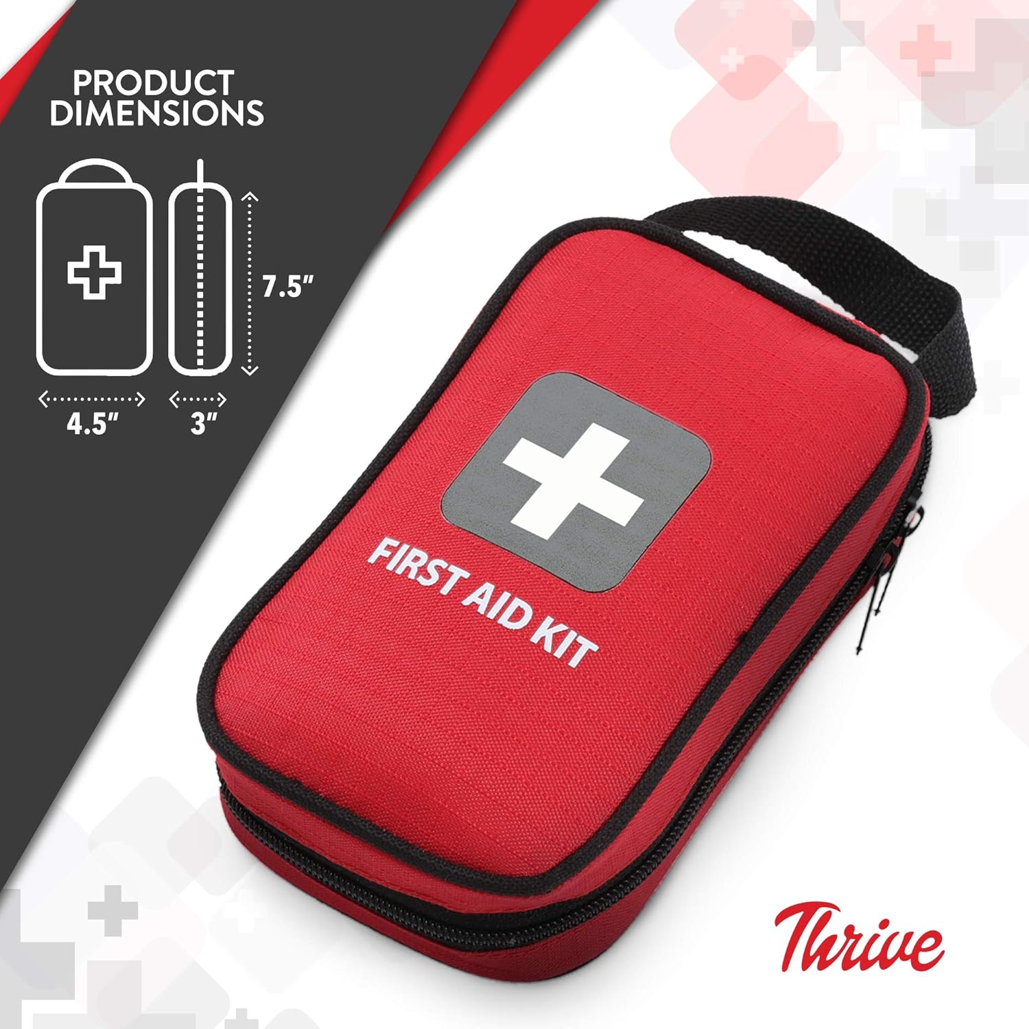 Thrive Compact First Aid Kit - Waterproof Rip-Stop Nylon Travel First Aid Kit - Camping & Hiking Medkit with Wipes & Bandages - Portable Car Emergency Pack for Roadside Emergencies - 100-Piece Set - Image 2