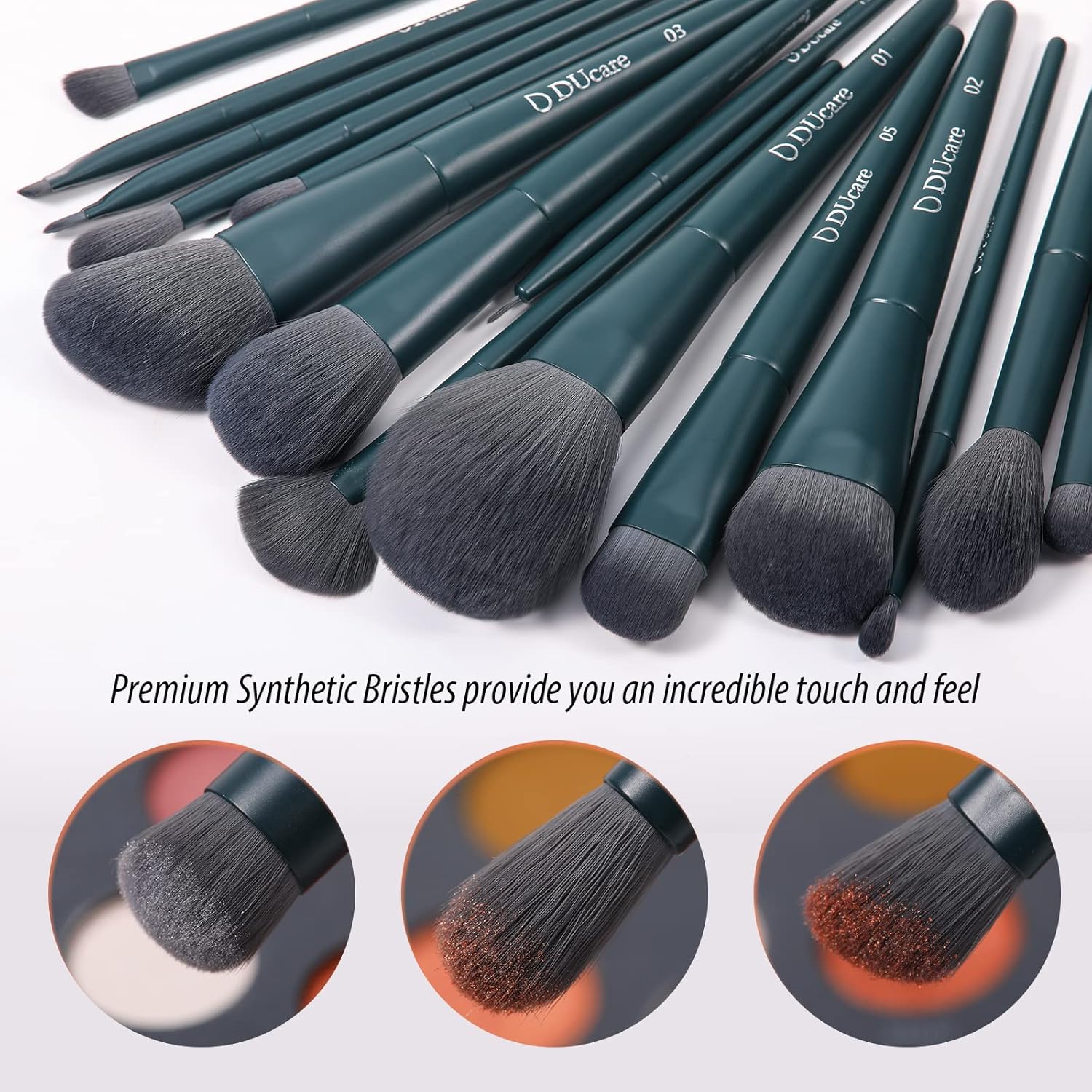 DUcare Makeup Gift Set 19 Pcs,17pcs Makeup Brushes Set 1pc Cleaning Mat 1pc Makeup Sponge Make up Brushes for Foundation,Face Blending Powder, Contour, Bronzer,Highlight, Concealer, Eyeshadow - Image 4