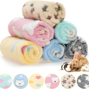 Guinea Pig Bedding Blankets – 6 Pack Soft Fleece Liner Small Animal Cage Accessories for Rat Hedgehog Chinchilla Hamster Rabbit Bunny, Washable Sleep Mat Bedding Accessories (13.7″*13.7″)
