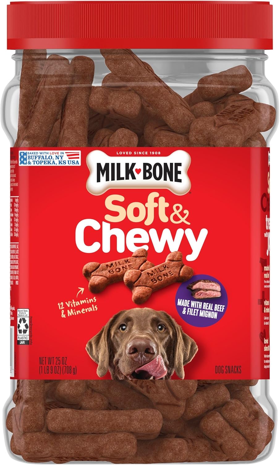 Milk-Bone Soft & Chewy Dog Treats, Made with Real Beef & Filet Mignon, 25 Ounce Canister - Image 8
