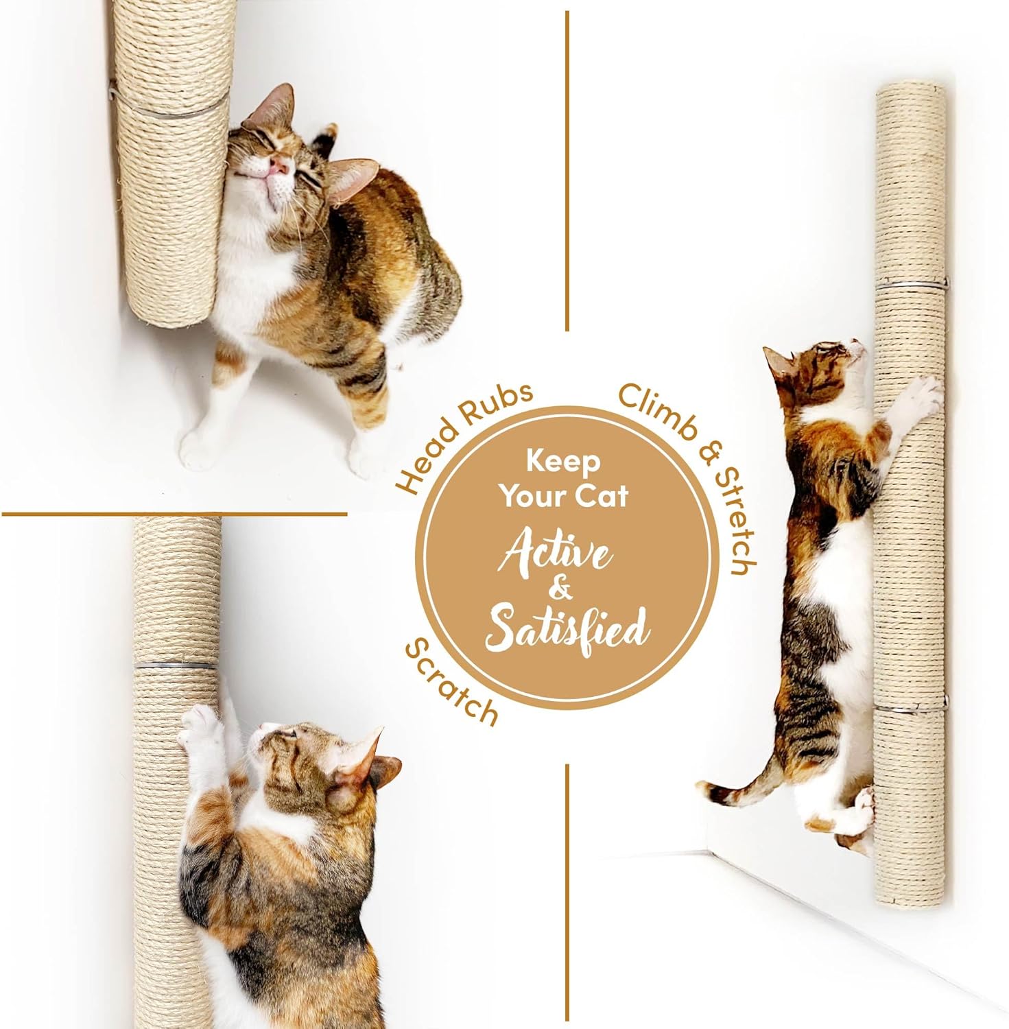 xympo 34" Wall Mounted Cat Scratcher, Sisal Scratching Post - Image 5