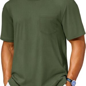 Cotrasen Mens T-Shirts Cotton Short Sleeve Pocket Tee Shirt Casual Crew Neck Moisture Wicking Soft Basic T Shirts