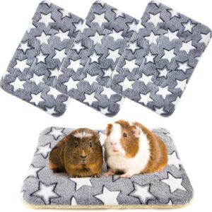 4-Pack Guinea Pig Bed, Washable Bunny Mat, Fleece Rabbit Bedding, Soft Flannel Small Animal Cage Liner, Blanket for Hamster Ferret – 14″x10″