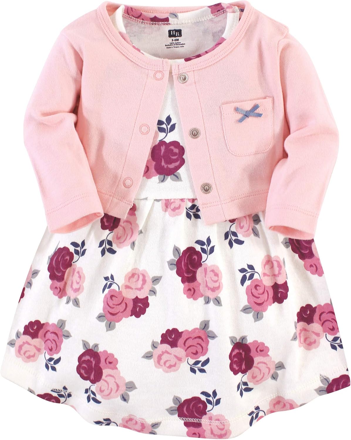 Hudson Baby Infant and Toddler Girls Cotton Dress and Cardigan Set