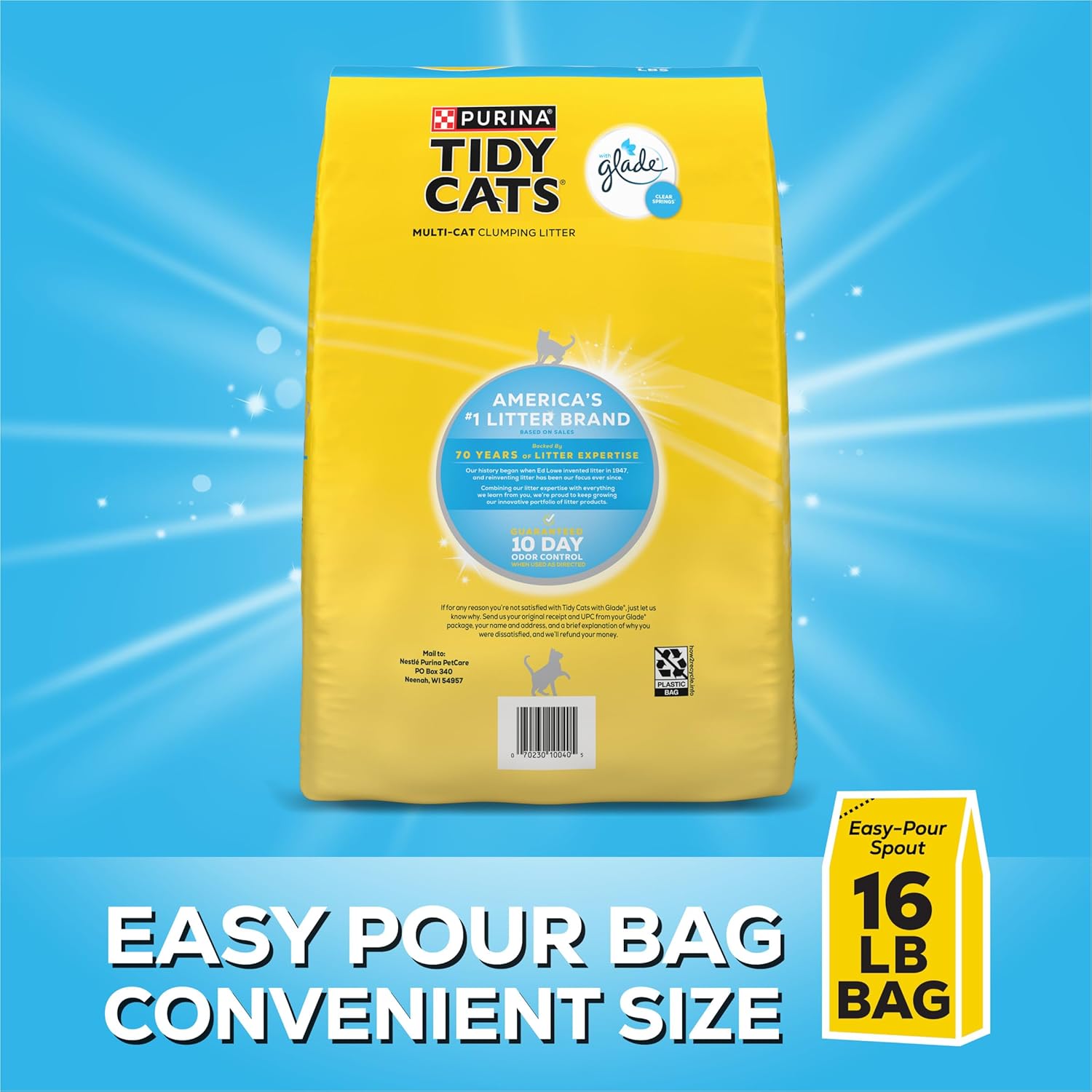 Purina Tidy Cats Clumping Multi Cat Litter, Glade Clear Springs - 16 lb. Bag (Pack of 2) - Image 5