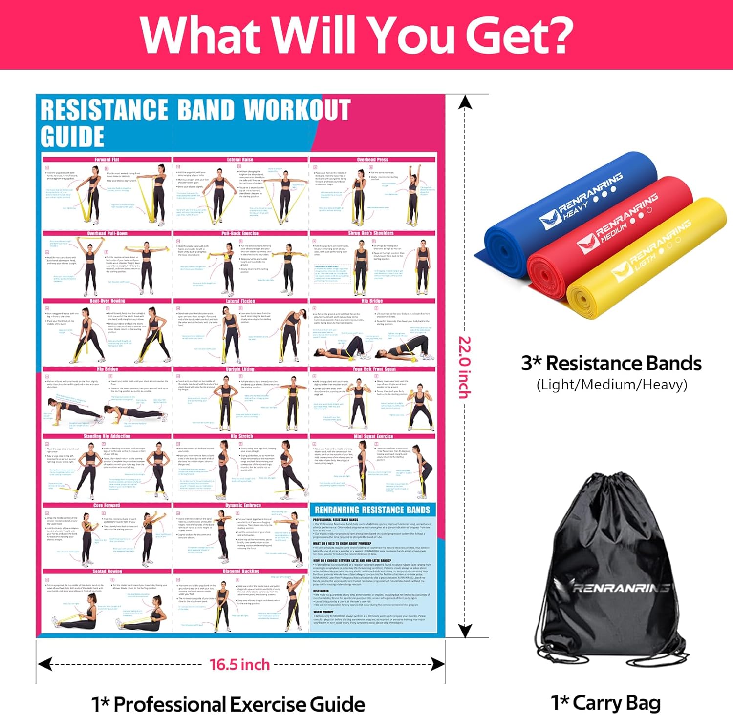 RENRANRING Resistance Bands for Working Out, Exercise Bands for Physical Therapy, Stretch, Recovery, Pilates, Rehab, Strength Training and Yoga Starter Set - Image 8