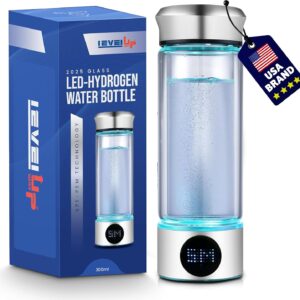Level Up Way – 2026 New Hydrogen Generator Water Bottle SPE PEM Technology Water Ionizer (Classic, Silver – LED)