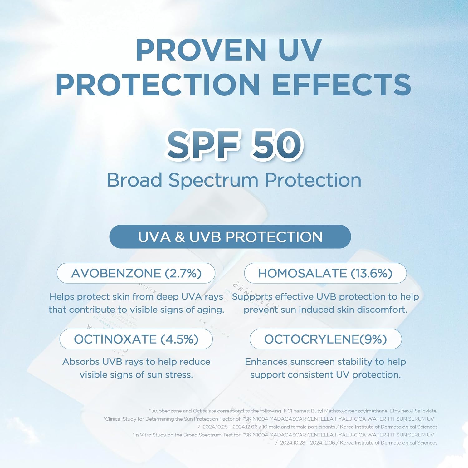 SKIN1004 Centella Hyalu-Cica Water-Fit Sun Serum UV, Korean Sunscreen SPF 50, Centella Sunscreen, Travel Essentials, Sunscreen with Hyaluronic Acid, No White Cast, Korean Skin Care, 1.69 fl.oz / 50ml - Image 4