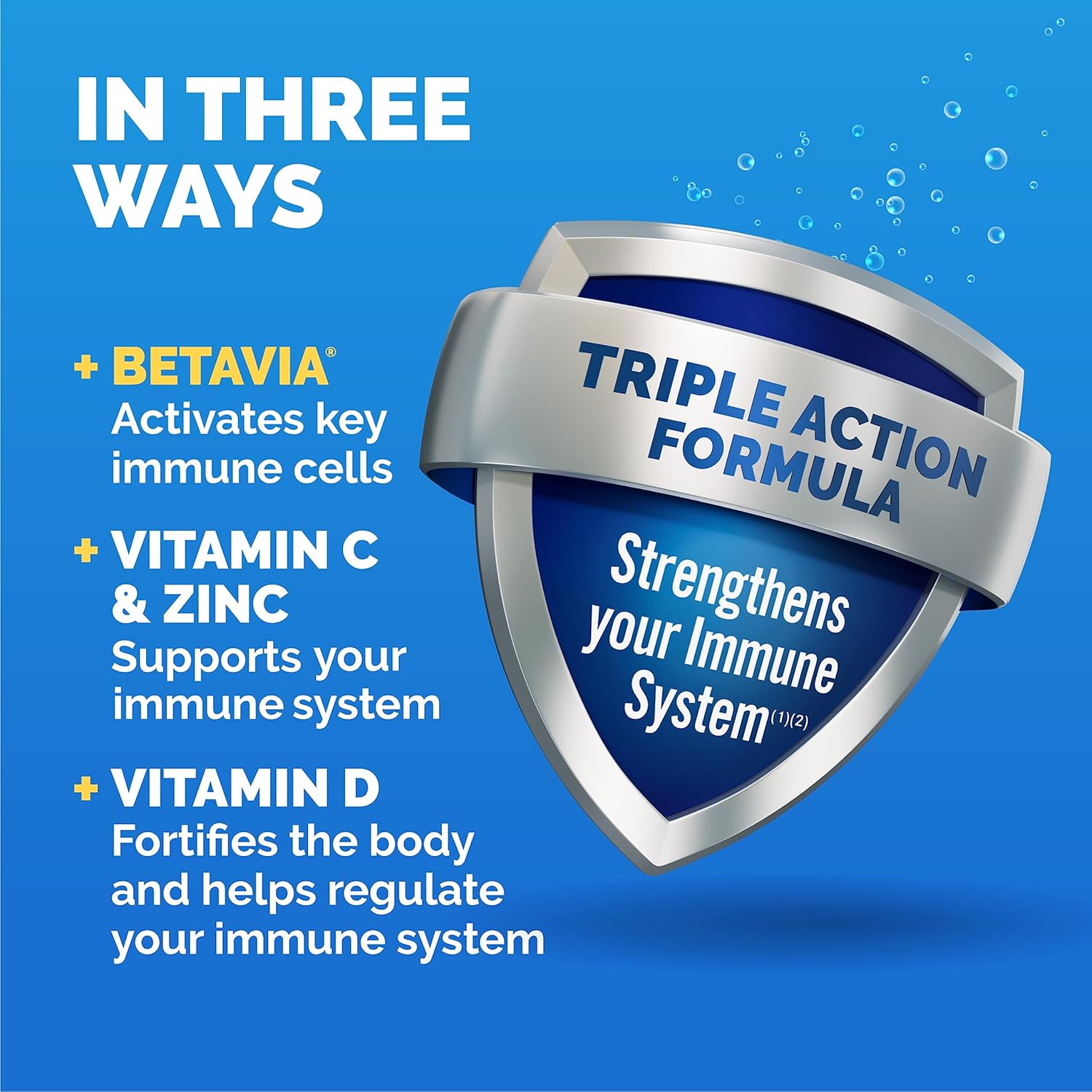 Emergen-C Immune+ Triple Action Immune Support Powder, BetaVia (R), 1000mg Vitamin C, B Vitamins, Vitamin D and Antioxidants, Super Orange – 50 Count - Image 3