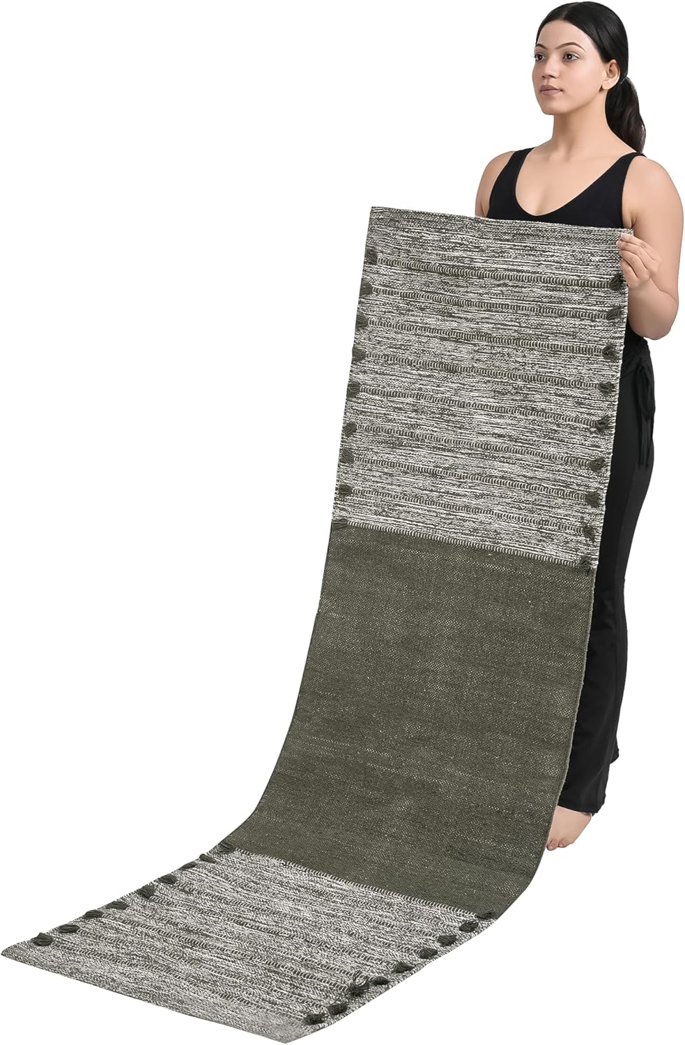 Silak Handmade Organic Cotton Yoga Mat Cotton Exercise Rug – Handwoven, Absorbent & Hand Washable Fitness Mat Ideal for Yoga, Workouts and Meditation - Image 2