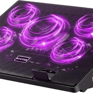Kootek Laptop Cooling Pad, Laptop Cooler with 5 Quiet Fans for 12″-17″ Computer PC Notebook Gaming Laptop Fan, Height Adjustable Laptop Cooling Stand Laptop Accessories (Purple)