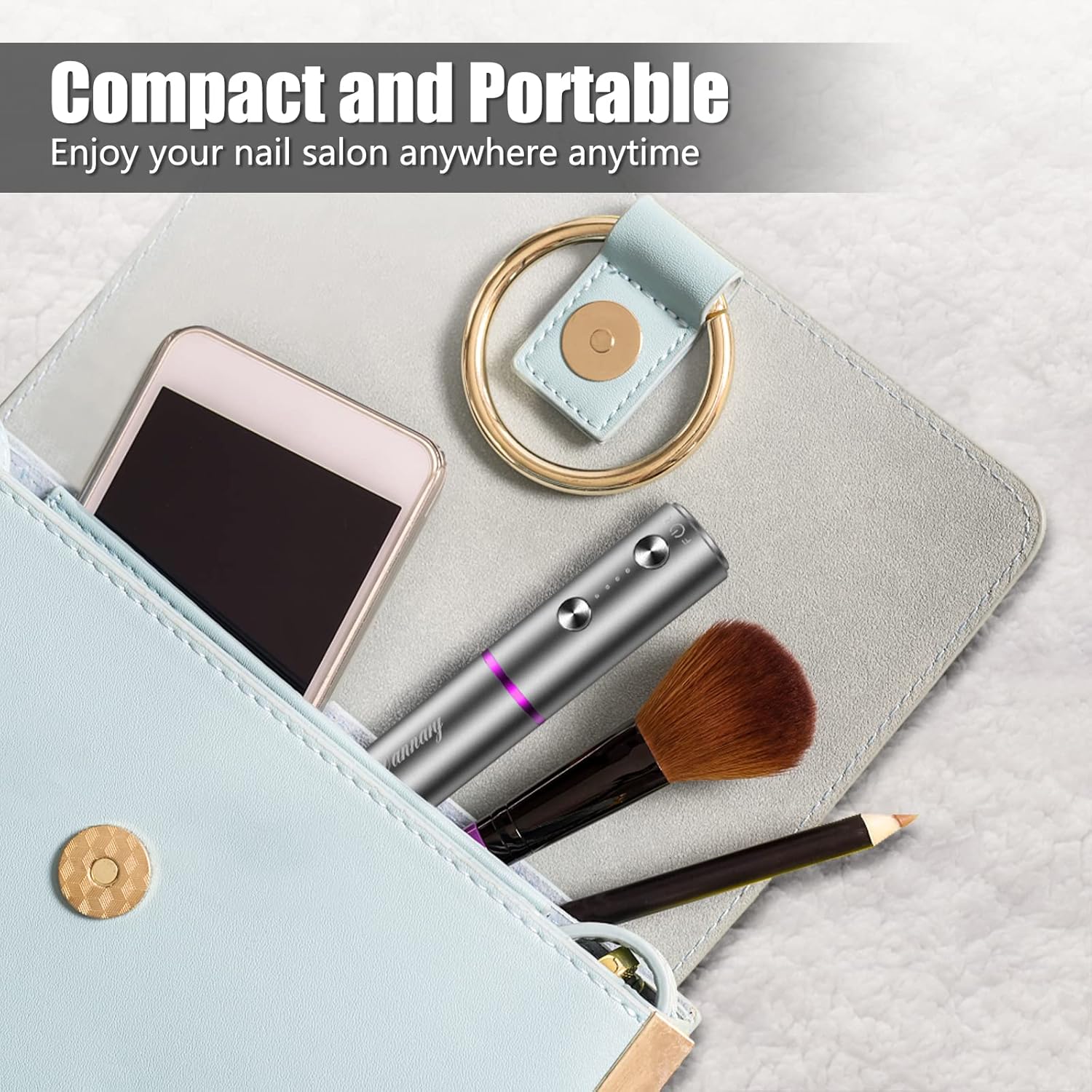 Electric Nail Drill Machine Professional, Rechargeable Cordless Nail File with Bits Kit for Acrylic Gel Dip Nails, Efile Manicure and Pedicure Kit for Home Salon Grinding Polishing Removing, Gray - Image 5