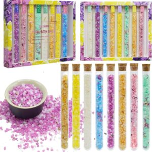 Bath Salts, Bath Salts for Women Relaxing, Mothers Day Birthday Gift, with Dead Sea Salt, Essential Oils, Minerals and Dried Flower, Spa Bath & Foot Soak, Individual Tubes, Travel Size, 8 Scents, 8 oz