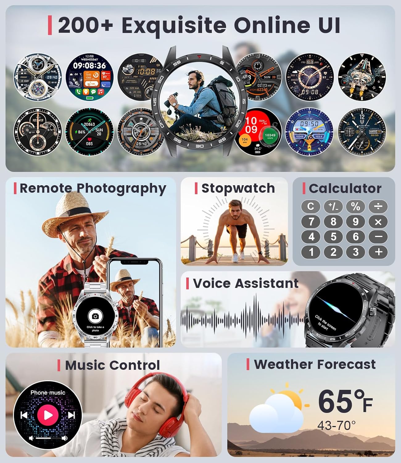 LIGE Smart Watches for Men(Answer/Make Calls), 1.43" HD AMOLED Fitness Tracker with 110+ Sport Modes, 24/7 Heart Rate Sleep Monitor Smartwatch, IP68 Waterproof Smart Watch for Android iOS - Image 6