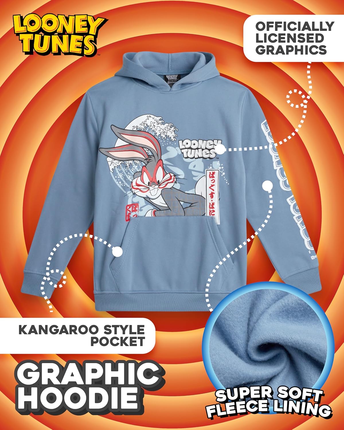 Southpole Boys Hoodies - Looney Tunes Bugs Bunny & Tom and Jerry Pullover Graphic Hoodie Sweatshirts for Boys - Image 3