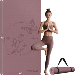 Large 76″x40″x0.4″ Yoga Mat – Extra Width & Thick Non-Slip Exercise Mat, Versatile for Stretching, Yoga Studio, Gym, Home & Indoor/Outdoor Workouts