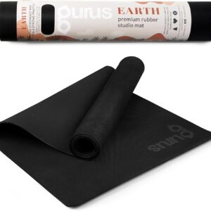 Gurus Natural Rubber Yoga Mat, Eco Friendly Earth Yoga Mat, Non Slip Yoga Rubber Mat, 72×25 Inches 5 mm Thickness