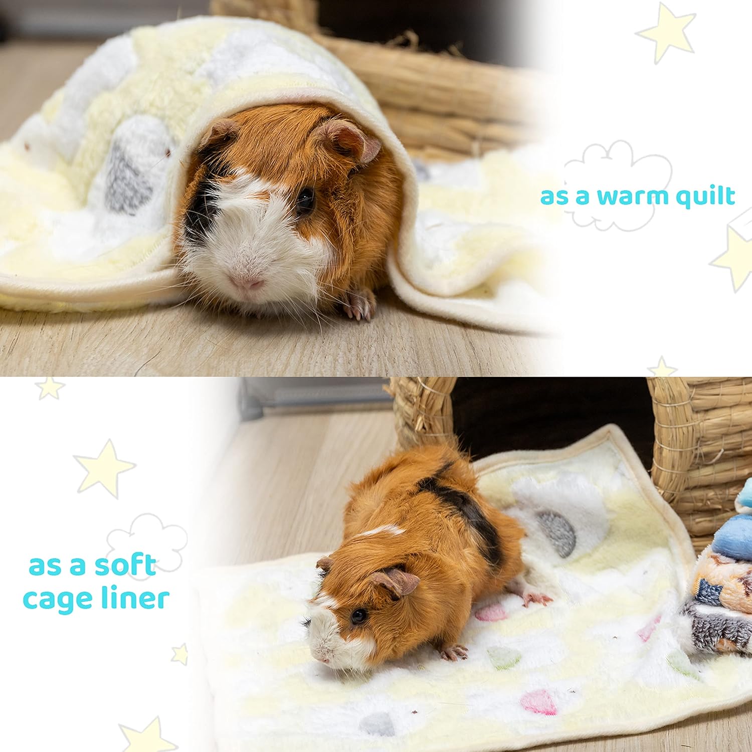 CUSOZWO Guinea Pig Bedding Mat - 6 Pack Fleece Soft Warm Small Animal Blankets for Rat Rabbit Hamster Chinchilla Hedgehog Lizard - Washable Small Pet Cage Liners Sleep Mat Bedding Accessories - Image 4