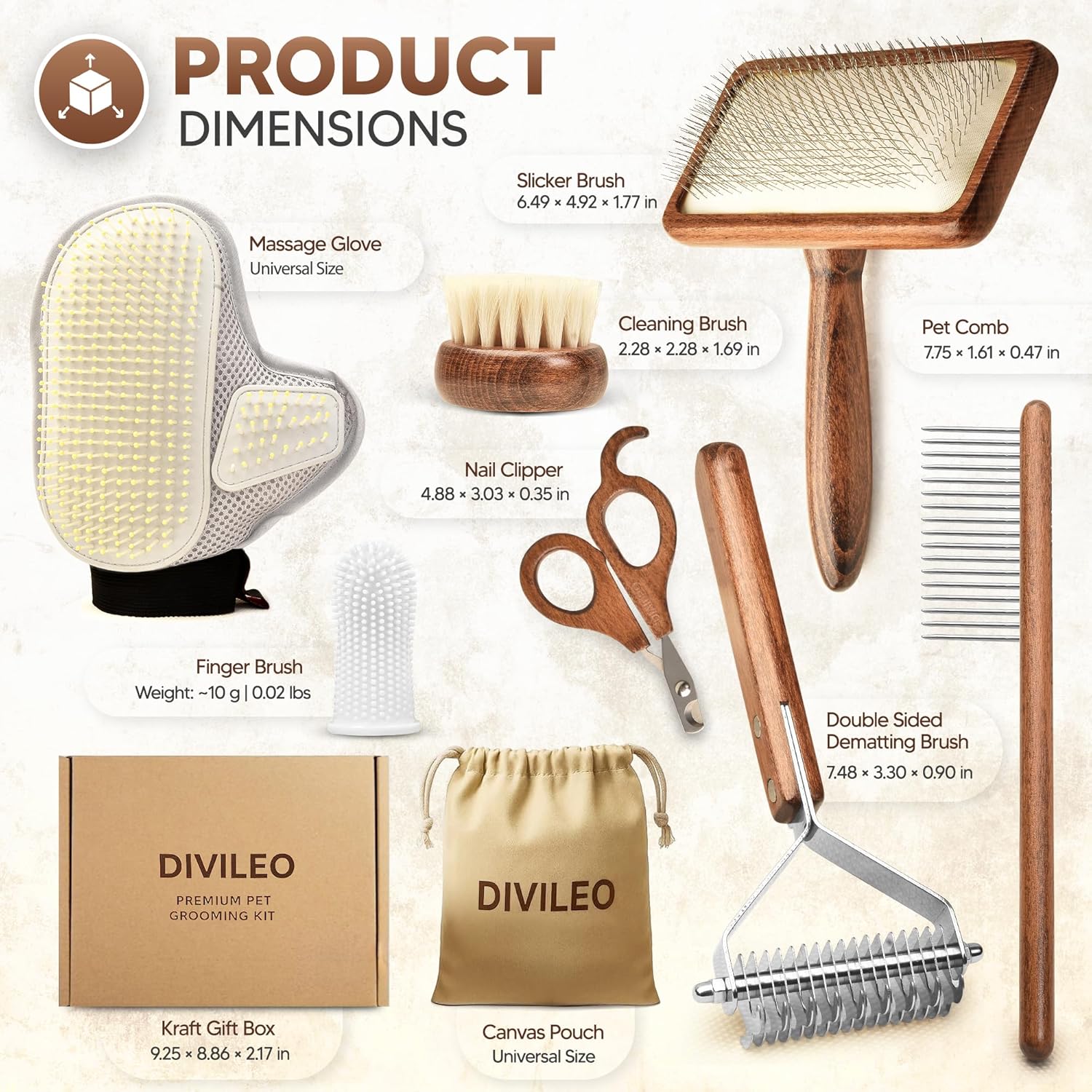 Premium Waterproof Pet Grooming Kit for Dogs & Cats – Wooden Handle Slicker Brush, Deshedding Comb & Nail Clipper – Professional Dog Grooming Supplies Set with Canvas Pouch | USA Brand - Image 3